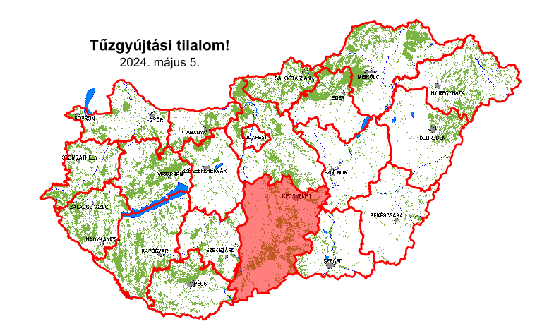Aktuális tűzgyújtási tilalom térkép (2024.03.01)